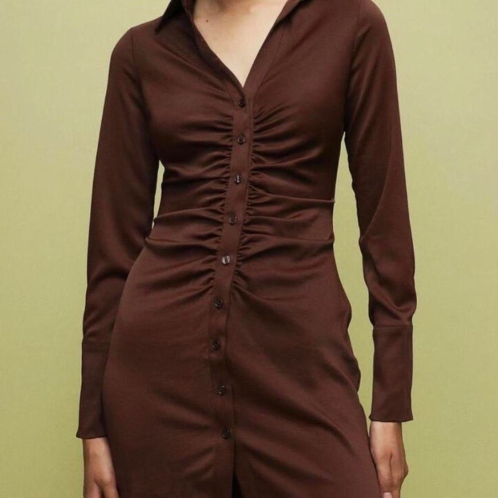 H&M Chocolate Brown‎ Mini Button-DownDress